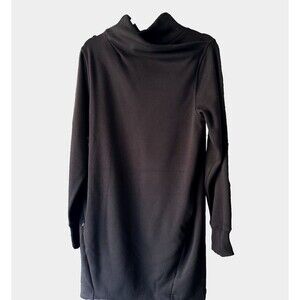 Athleta Women Black Cozy Karma Funnel High Neck Sweater Dress Size M Pocket
